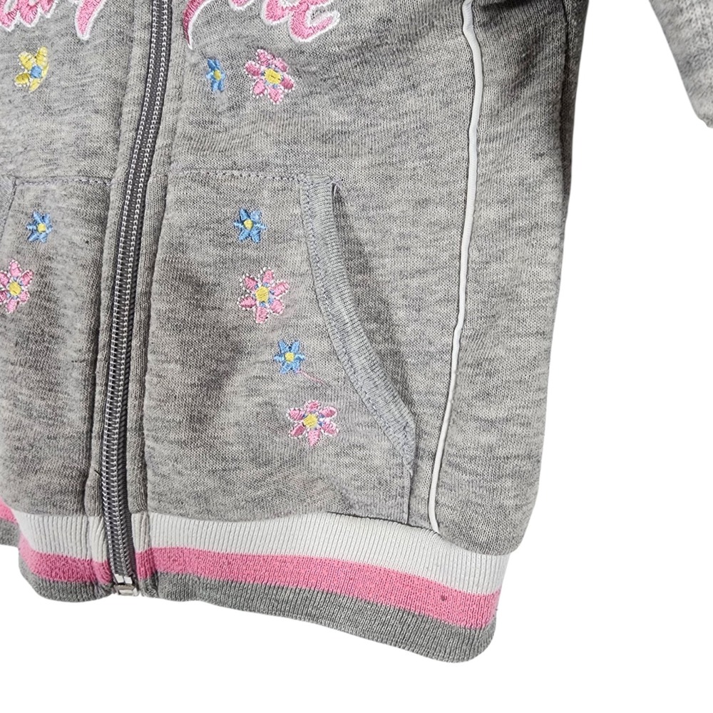 Vintage Double Trouble Gray Baby Girl Embroidered‎ Floral Hoodie Zip 18 Mths - Picture 4 of 6
